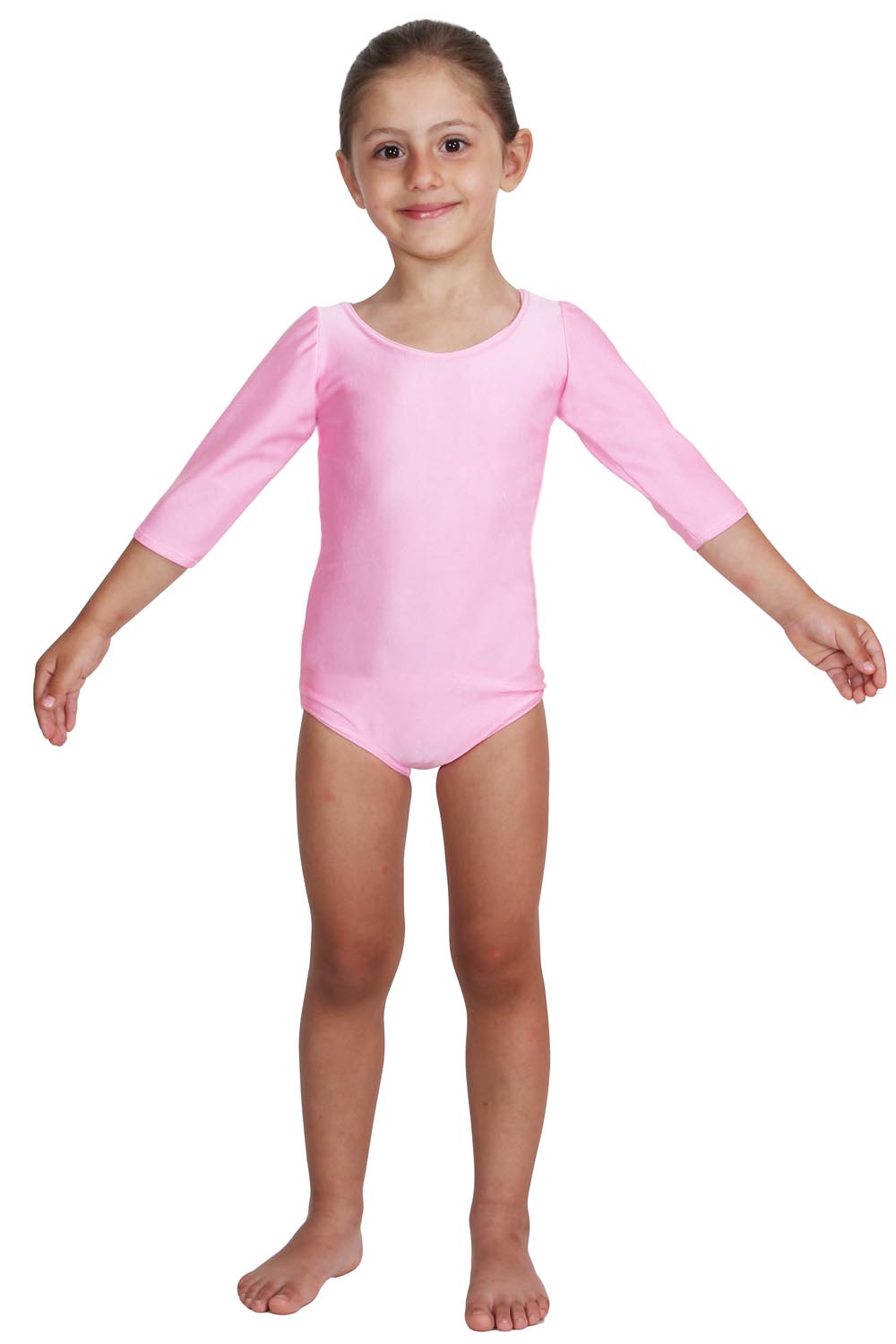 BODY DANZA LYCRA MANICA TRE QUARTI ROSA BABY